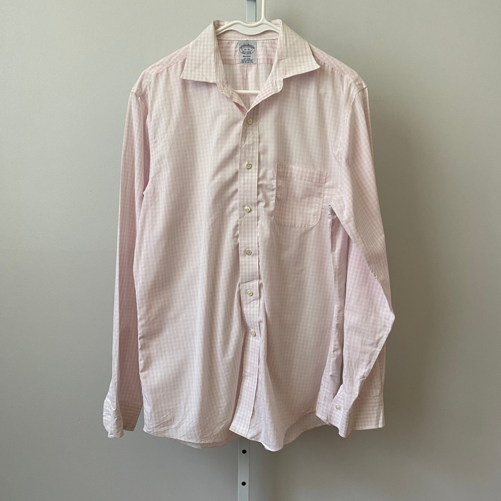 Brooks Brothers Supima Ivy League Academia Gingham Button Up Shirt 16-35 Pink